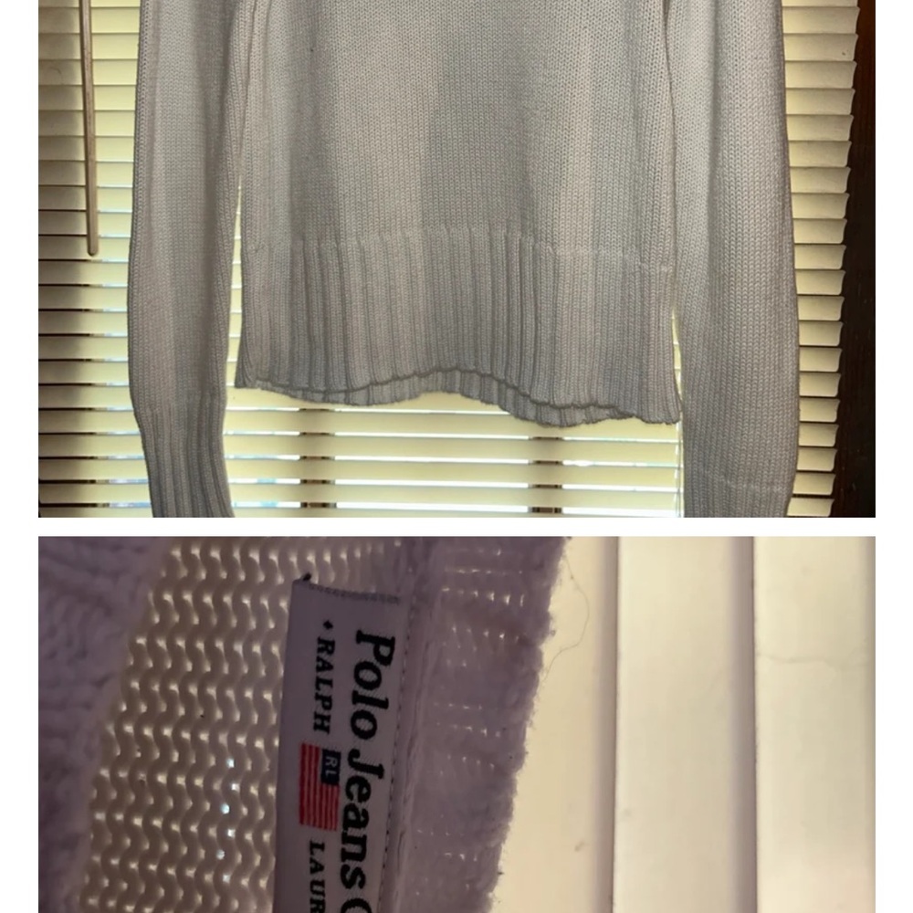 Polo by Ralph Lauren Off-White Crew Neck Sweater Ribbed Knit